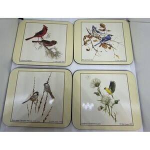 Vtg Jason of New Zealand Set of 6 Quality Cork Coasters BIRDS‎ Original Box